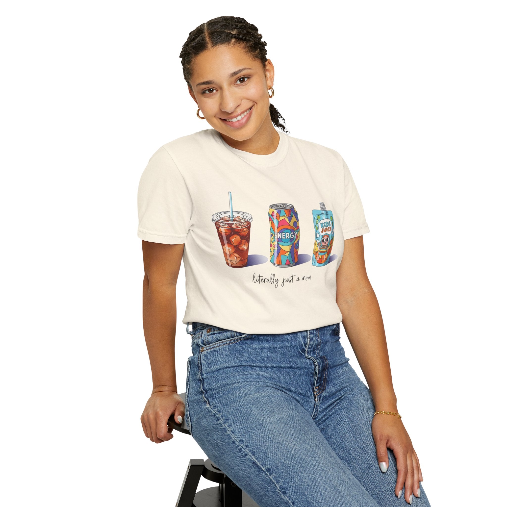Mom Life Drinks T-Shirt — "Literally Just a Mom" Graphic Tee