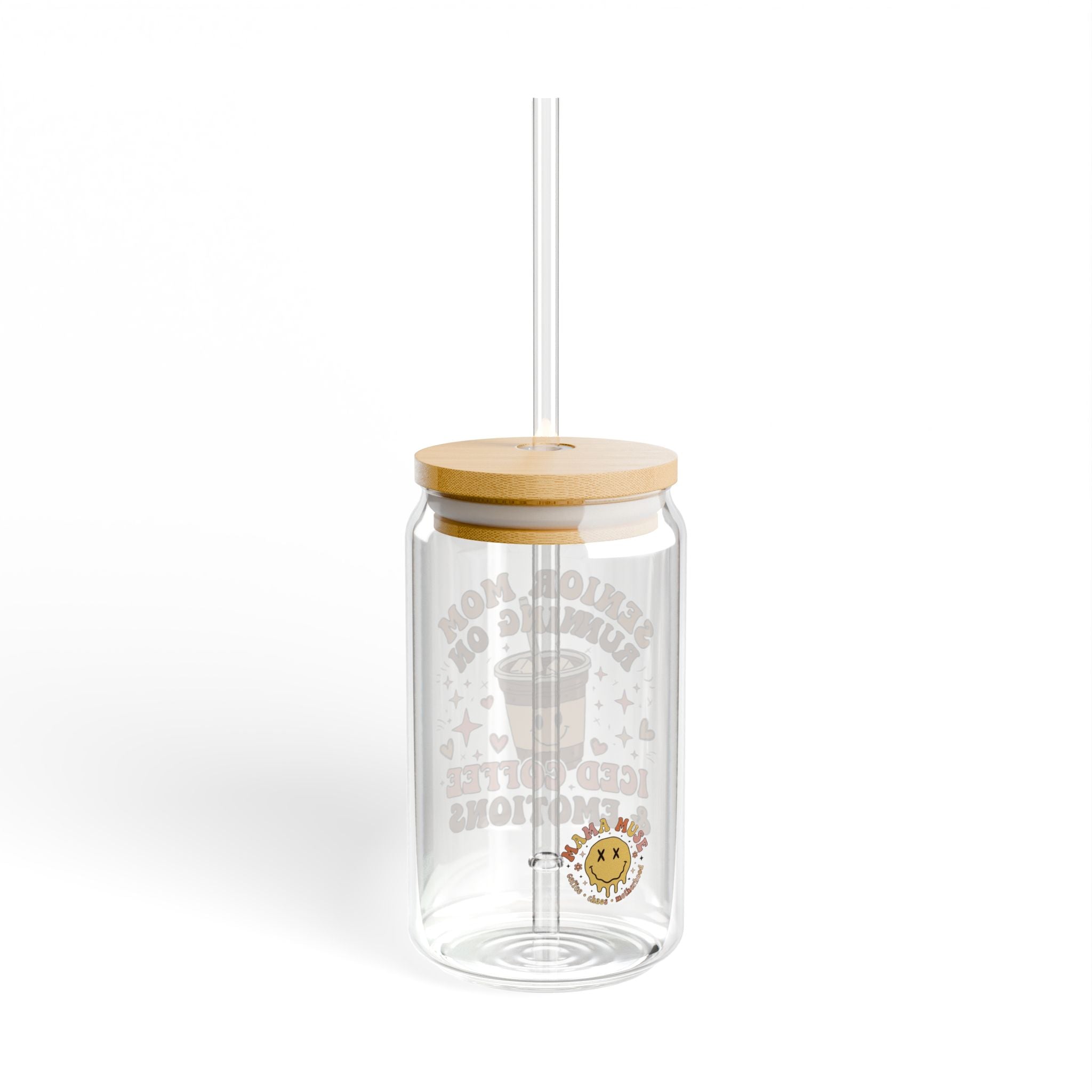 Iced Coffee & Emotions 16oz Sipper Glass – Cute Kawaii Style Coffee Tumbler with Straw
