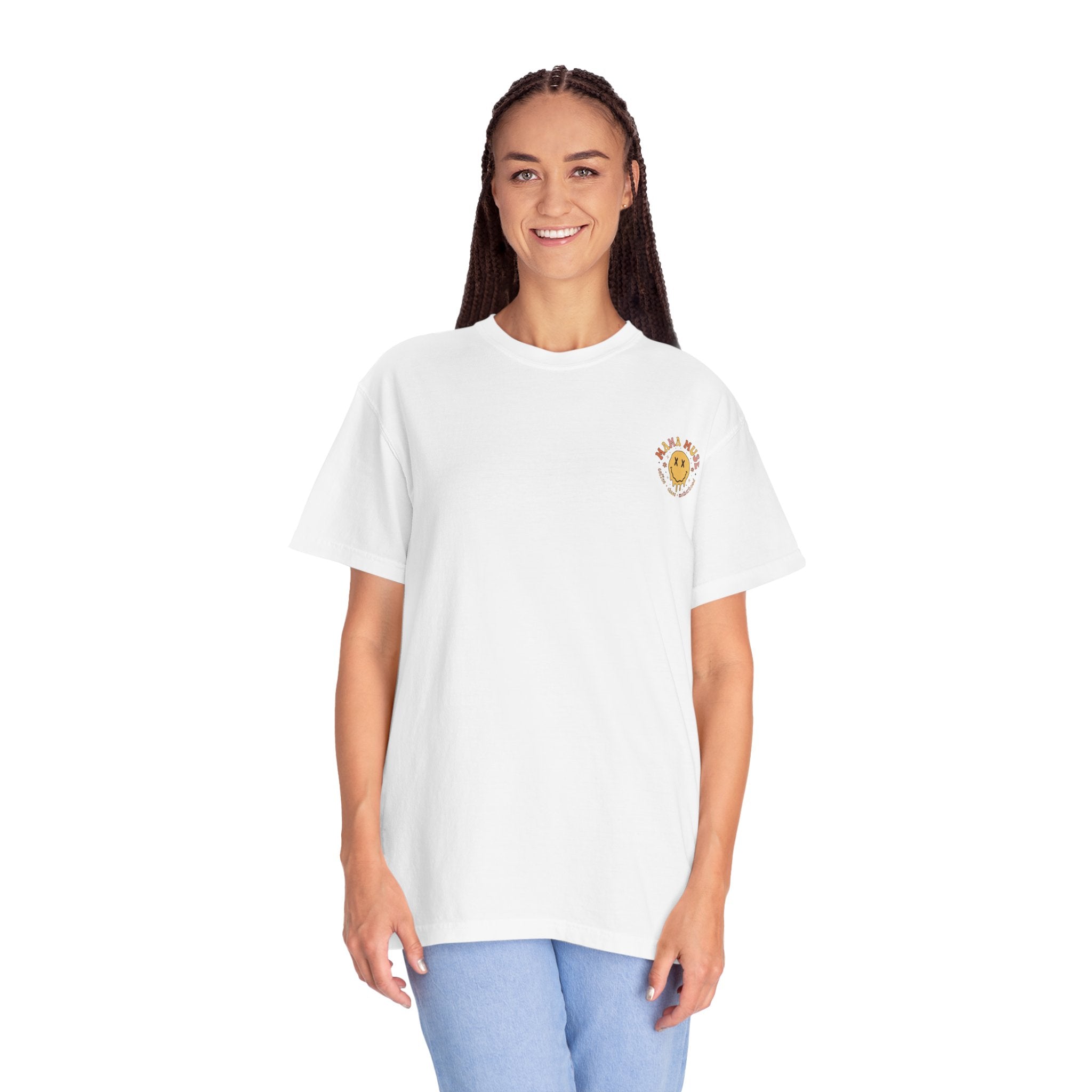 Graphic T-Shirt — "I Look Like Sh*t Because I Feel Like Sh*t" Bold Back Print, Smiley Chest Accent