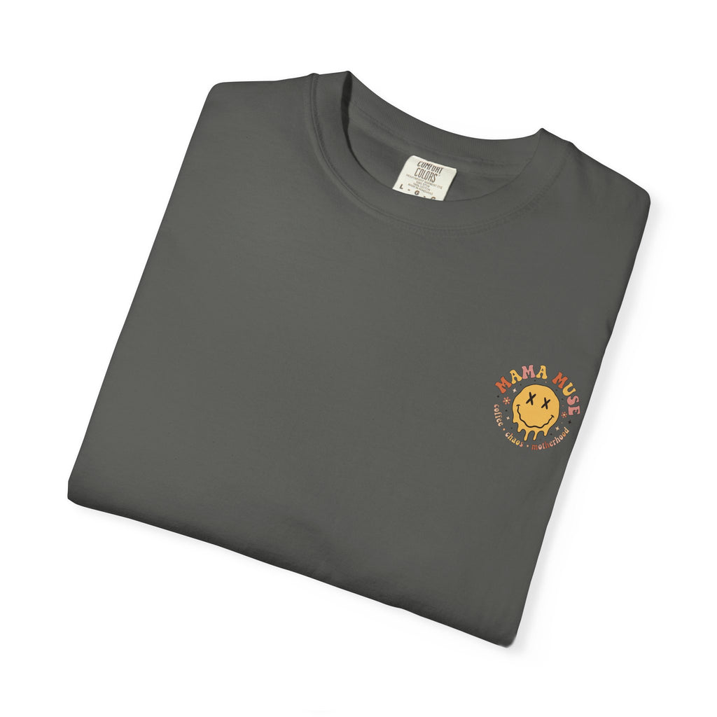 Graphic T-Shirt — "I Look Like Sh*t Because I Feel Like Sh*t" Bold Back Print, Smiley Chest Accent