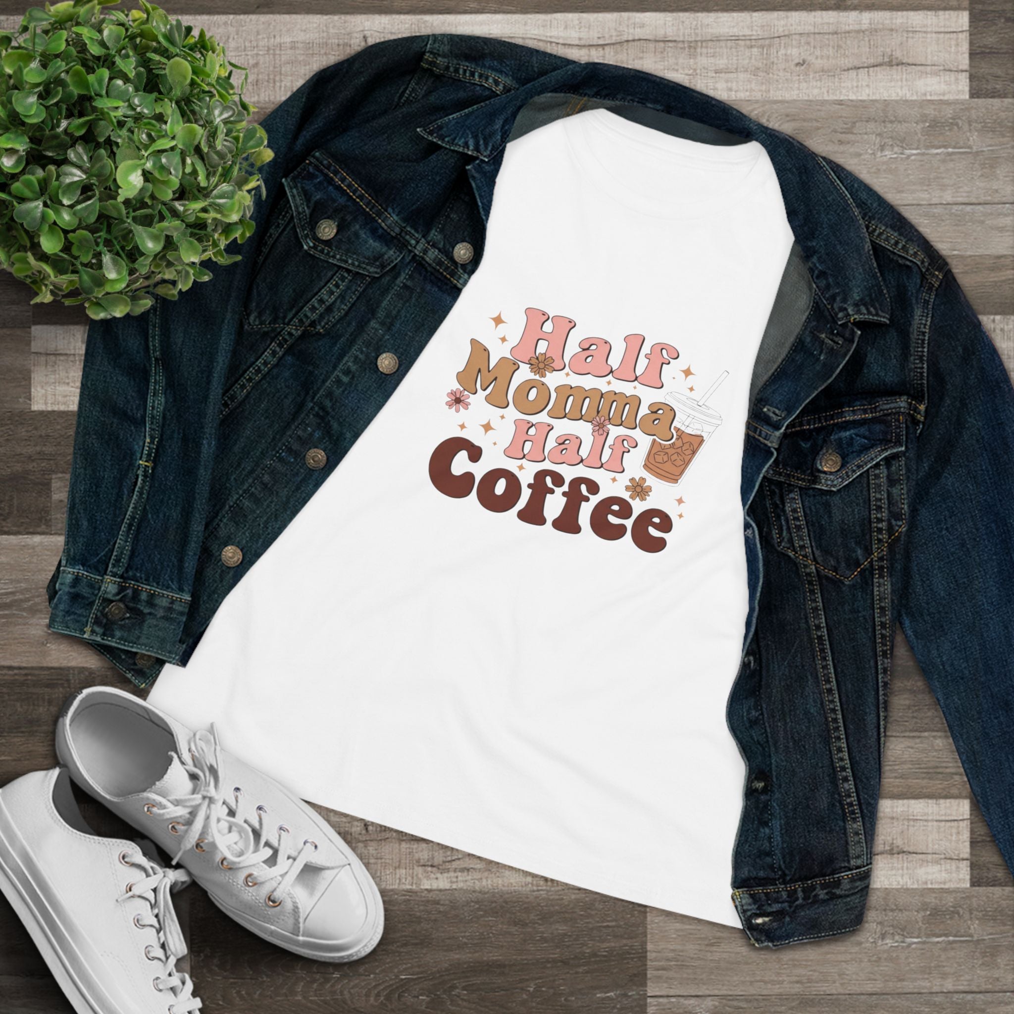 Half Momma Half Coffee Tee — Funny Retro Coffee Mom Women's T-Shirt