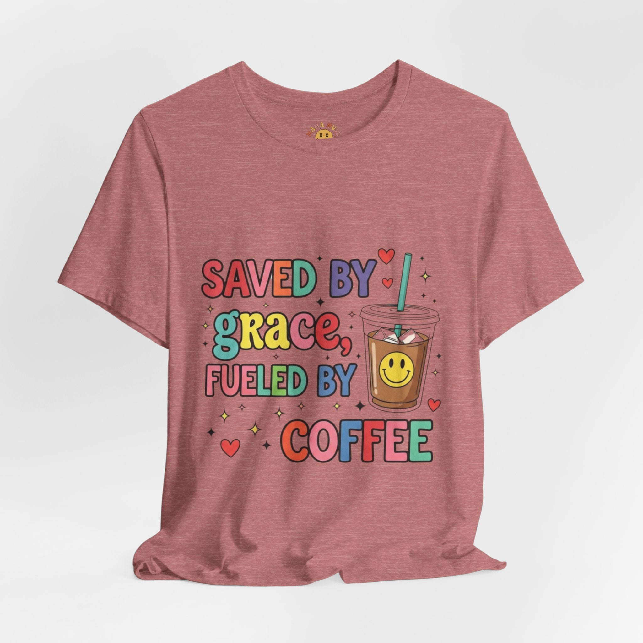 T-Shirt — "Saved by Grace, Fueled by Coffee" Cute Christian Coffee Tee