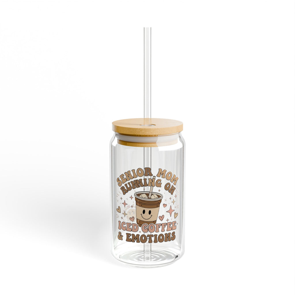 Iced Coffee & Emotions 16oz Sipper Glass – Cute Kawaii Style Coffee Tumbler with Straw