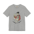 Skeleton Sips Tee — "Running on Caffeine" Coffee Skull Graphic Shirt