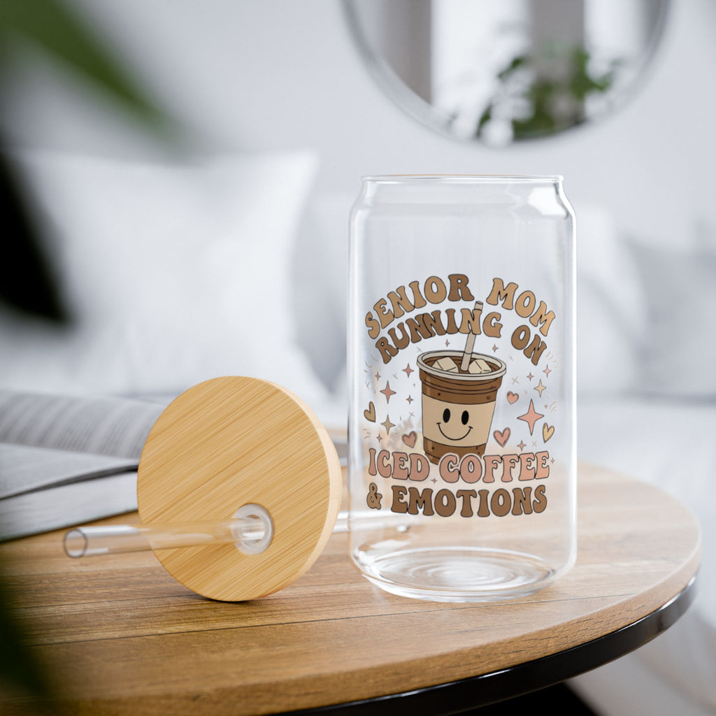 Iced Coffee & Emotions 16oz Sipper Glass – Cute Kawaii Style Coffee Tumbler with Straw